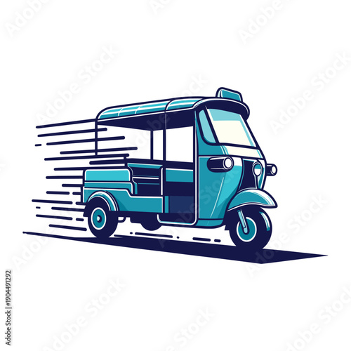 Tuk Tuk With Simple Motion Lines Vector Design
