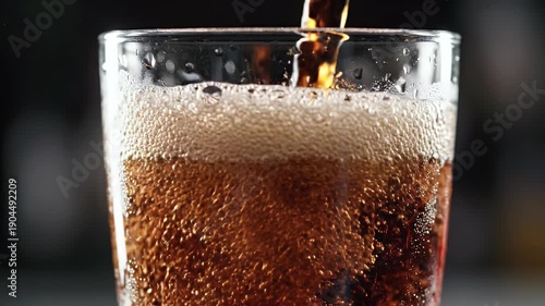 Wallpaper Mural Close-up of dark liquid being poured into a condensation-covered glass Torontodigital.ca