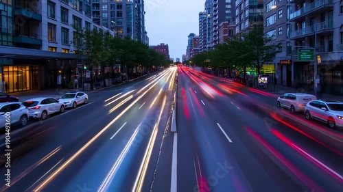 Wallpaper Mural City street at twilight with car light trails Torontodigital.ca