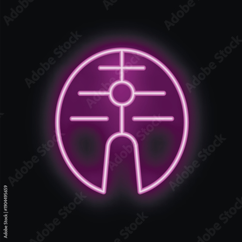 Purple neon sign illuminating a slice of salmon, perfect for restaurants and food businesses