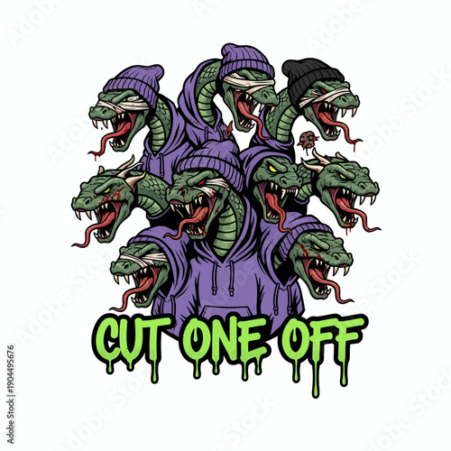 Hydra Heads in Hoodies with Cut One Off Text.