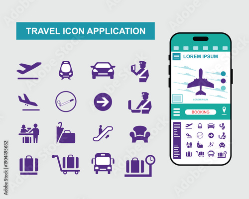 Vector design for UI UX Online Flight booking mobile app onboarding website menu screen