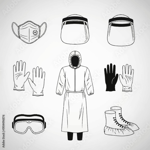 Collection of Personal Protective Equipment for Health and Safety.