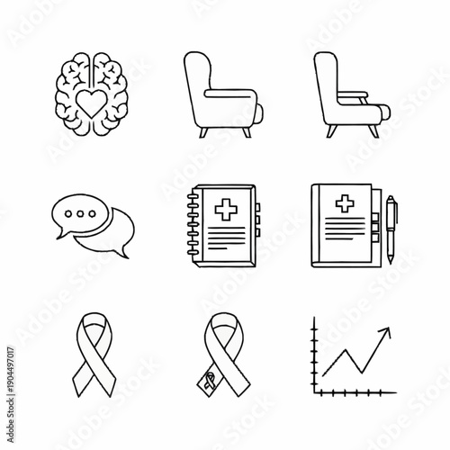 Mental Health and Therapy Icons Set.