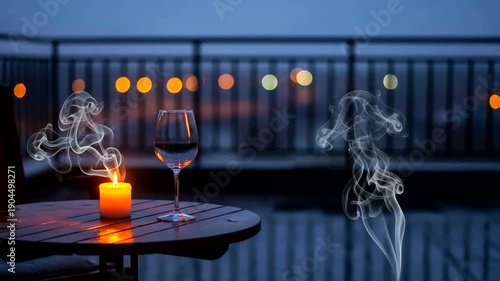 Candlelit Table Setting for Romantic Dinner.