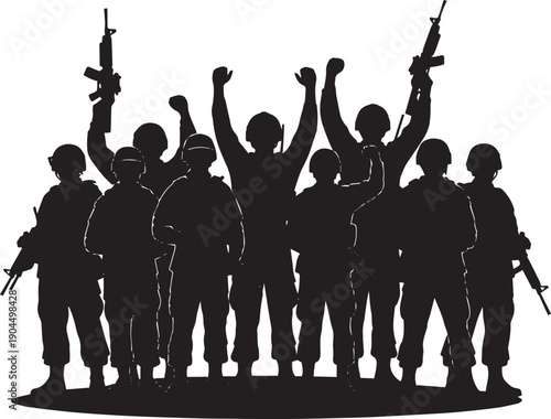 Soldiers Silhouette Illustration Celebrating Holiday Victory and Dedication