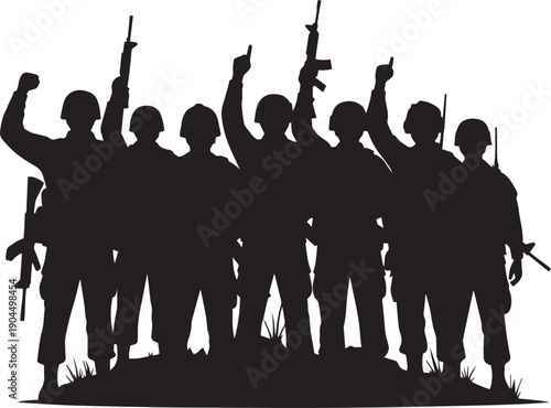 Military Soldiers Silhouette Illustration Symbolizing Work and Dedication