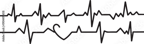 Red ECG Heartbeat Line Electrocardiogram Vector Set, vector and illustration	