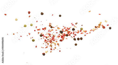 Obraz na plátně Colorful pepper flying isolated on white background, clipping path