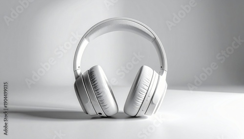 Premium White Wireless Headphones Studio Mockup for Audio Branding
