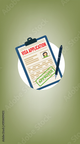 Visa application form. Application visa. Document for travel. Travel approval. Immigration visa	