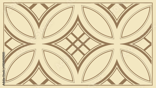 Geometric Pattern Tile Design with Floral Motifs and Diamond Shapes