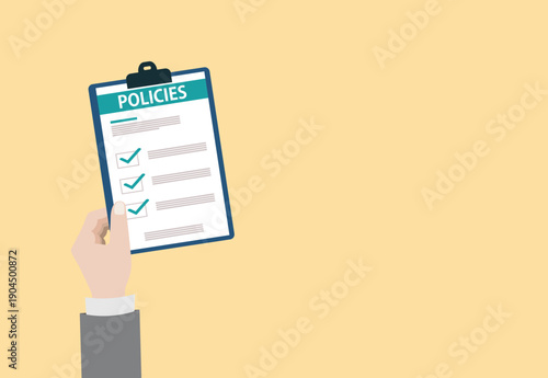 Policies document. Policies regulation concept list document