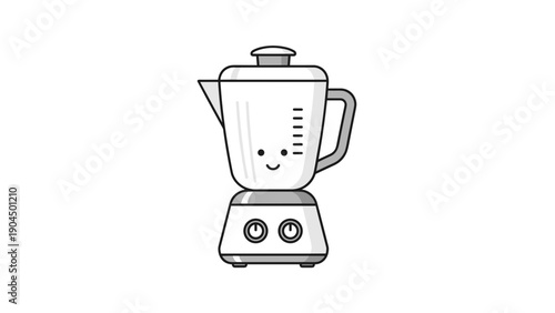 Blender with smiling face design.