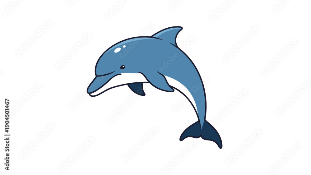 Fototapeta premium Cartoon dolphin jumping out water.