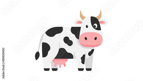 Cartoon cow with pink nose.