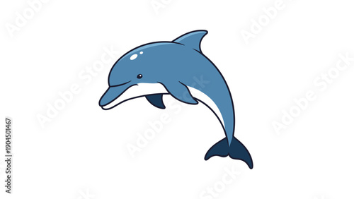 Cartoon dolphin jumping out water.