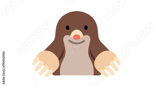 Cartoon mole with big smile.