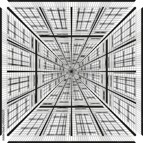 Magnificent perspective patterns. Sophisticated tunnel Vector. Incredible letter X illustrations. Professional grid backgrounds. EPS 10.