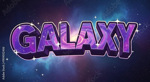 Galaxy text effect with cosmic background and stars
