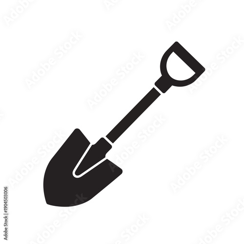 Black shovel icon on white background