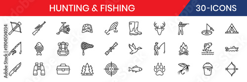 Hunting Fishing Outdoor Sport Wildlife Icons