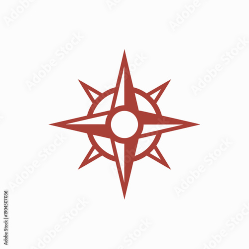 Red Compass Rose Symbol on White Background