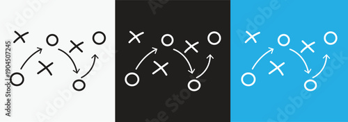 Soccer game strategy and tactic plan line icon. isolated on white and black background. vector illustration. EPS 10