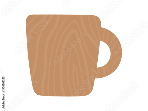 Natural Wooden Mug Flat Illustration