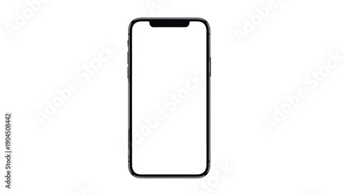 Simple black smartphone frame with a blank white screen isolated on a white background for displaying digital content.