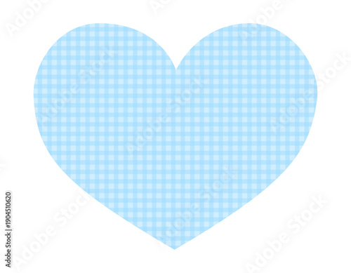 チェック柄ハートのシンプルなフレーム素材　青
