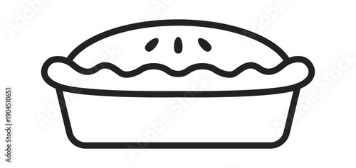 Illustration of a Classic Pie in a Minimalistic Style, Perfect for Food-related Themes