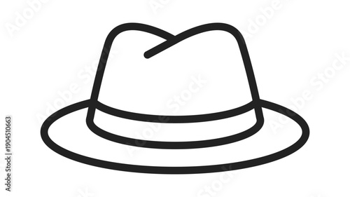 Stylized Illustration of a Classic Fedora Hat, Designed with Clean Lines and a Minimalist Aesthetic