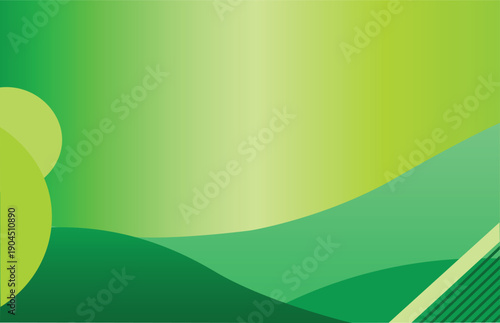 Modern Green Abstract Design with Smooth Curves, Geometric Shapes, and Minimalist Elements