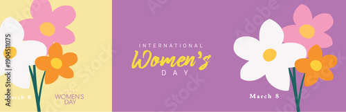 International Women's Day Celebration Banner with March 8th