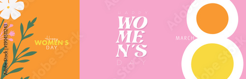 International Women's Day Celebration Banner with March 8th
