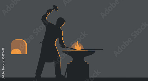 Silhouette of a Person Cooking by a Campfire at Night in a Rustic Outdoor Setting.