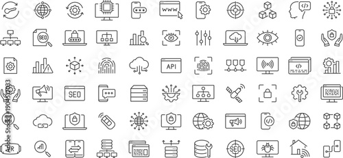 Information Technology web icon set. part 1. Network, web design, website, computer, software, progress,programming, data, internet, collection. Vector