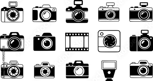 Camera icon set. photo camera icon. camera photography icon.
