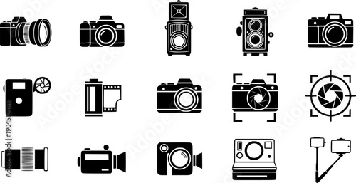 Camera icon set. photo camera icon. camera photography icon.
