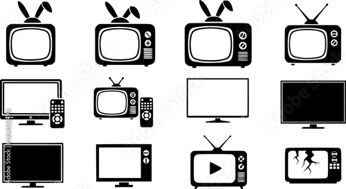 Tv icon set. television icon vector
