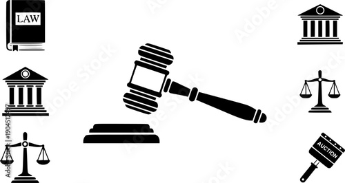 Gavel icon set. judge gavel icon vector. law icon vector. auction hammer
