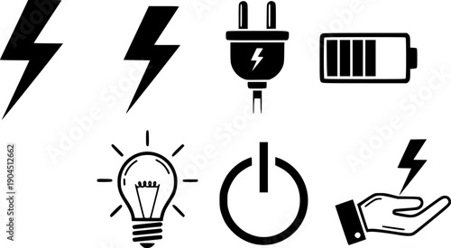 Lightning icon set. electric icon vector. power icon. energy sign
