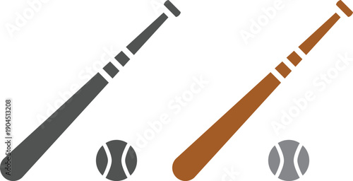 Baseball icon set collection group with crossed bats, ball, player swing symbols, sport team equipment emblems, vintage badge style isolated on white background vector.