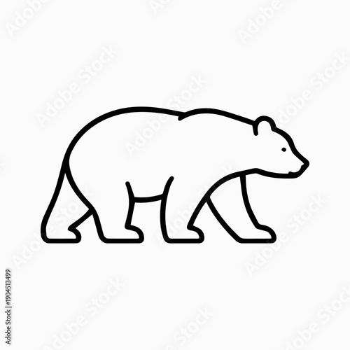 Bear Silhouette Side View Line Icon – Bear Market Symbol