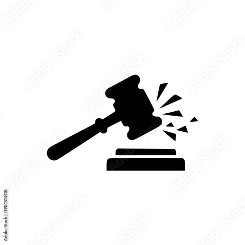 Gavel Striking Block Icon - Justice and Decision