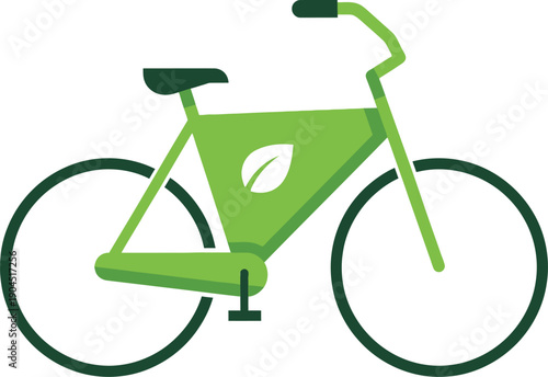 Green Bicycle with Leaf Symbol on Frame for Eco-Friendly Transportation