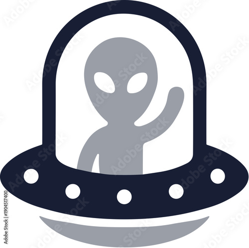 Simple Flat Alien Inside Spaceship Illustration for Science Fiction Icon