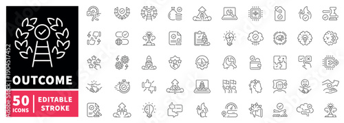 Outcome editable line icons set. achievement and success symbols