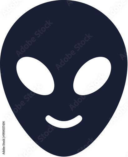 Minimalist Simple Alien Head Silhouette Face Extraterrestrial Martian Icon Symbol